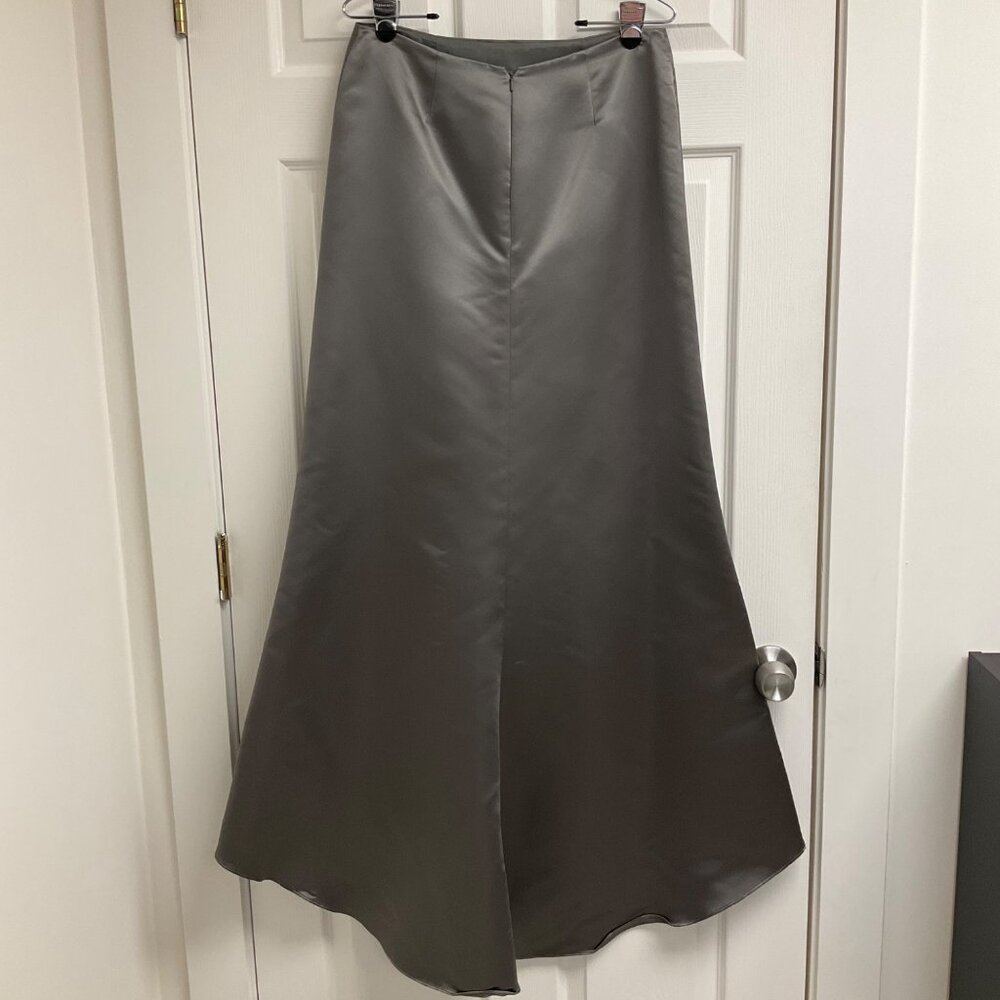 New Image Two-Piece Gray Corset Sweep Train Silk Womens Sz 10 Formal Dress Prom - Picture 6 of 16